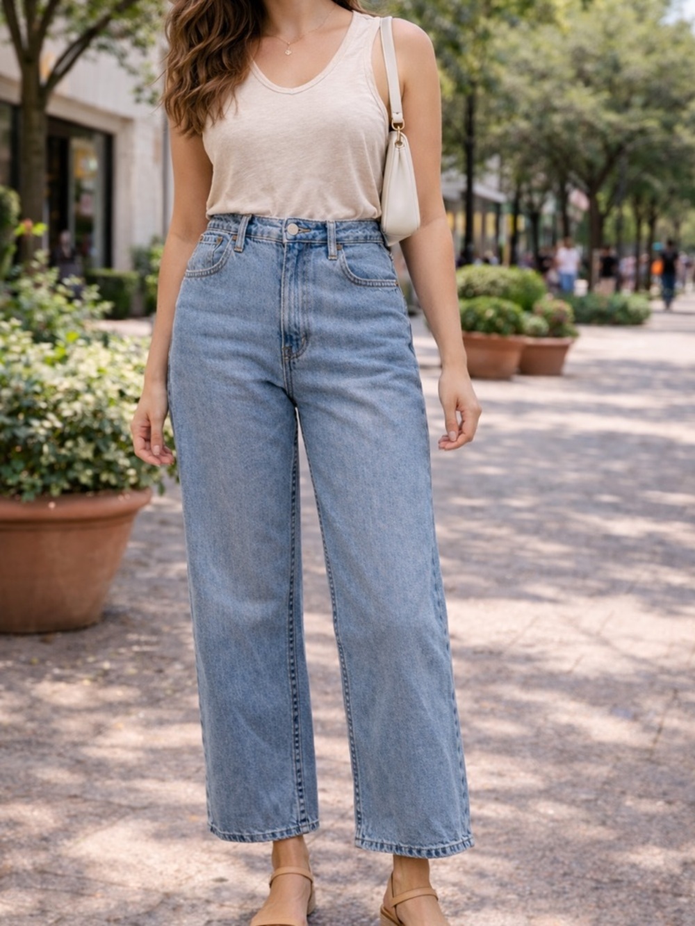 Oat New York High Rise Baby Wide Leg Jeans in Light Blue Denim NWT Size 8 / 29